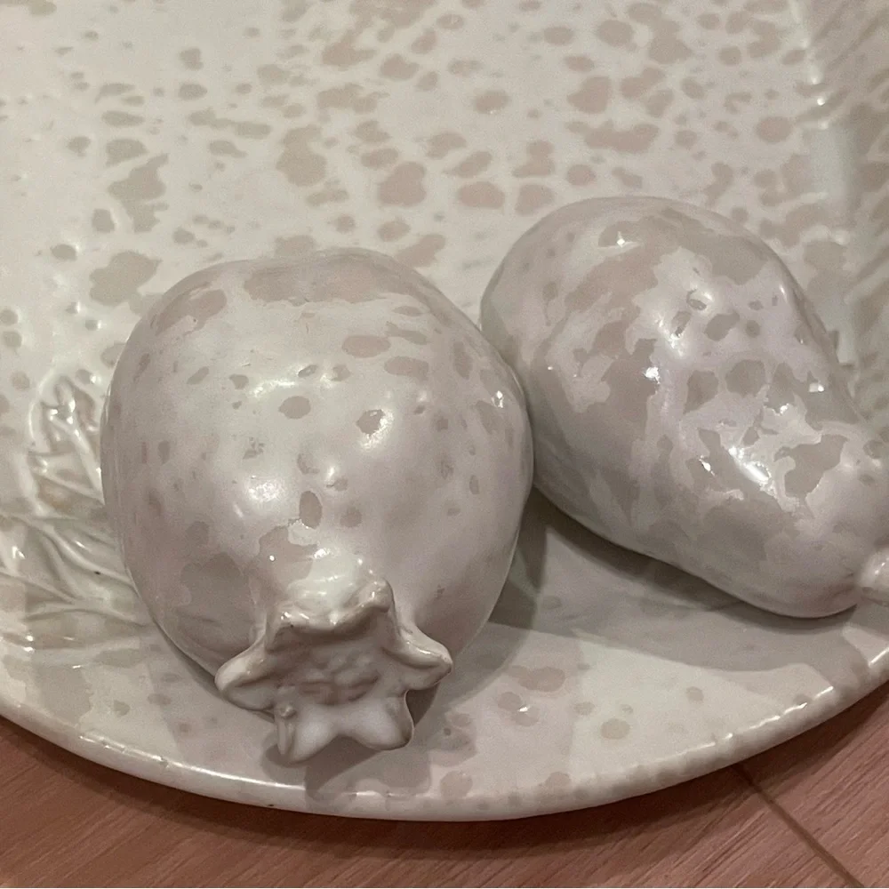 Anthropologie Stoneware Large Oval Tray Holiday